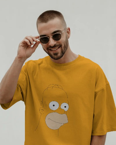 Unisex Oversized T-shirt | Featuring Homer Simpson | Line art | Light weight, Breathable